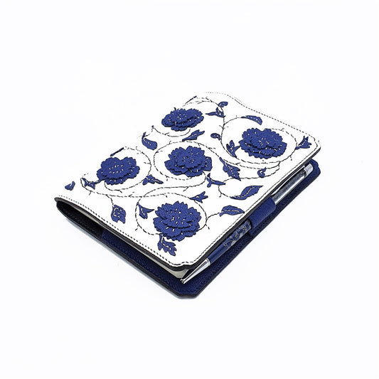 Studio Arkademie MING TEN PEONIES A6 Portrait Notebook Sleeve, Blue & White